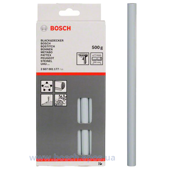 Клеевые стержни Bosch, 11x200 мм, 500 г (серый)