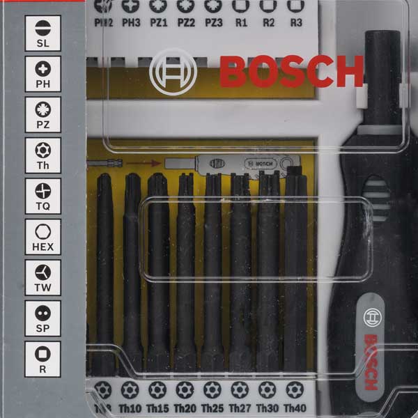 Набор бит Bosch, 36 шт. 75 мм + рукоятка_4th