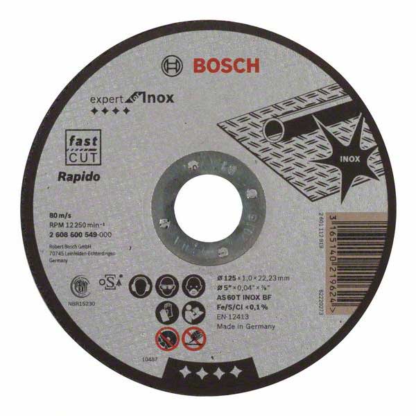 Круг отрезной по нержавеющей стали, Bosch 125 х 1,0 мм