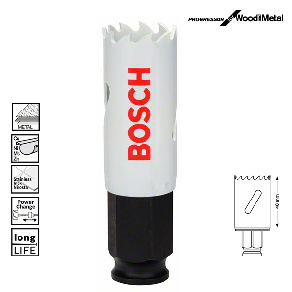 Биметаллическая коронка, Bosch Progressor, 22 мм